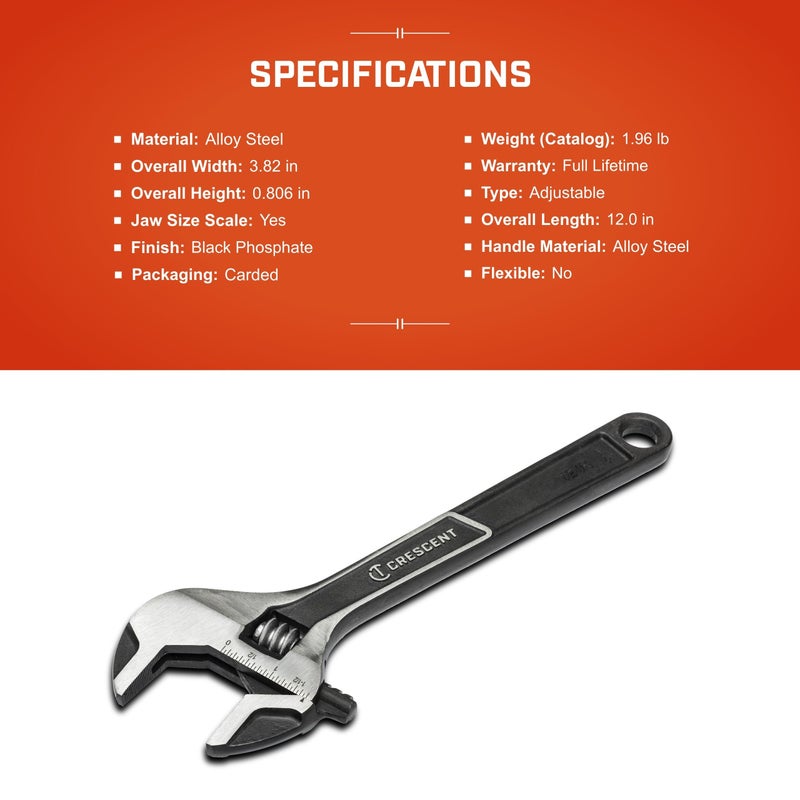 Crescent 12" Wide Jaw Adjustable Wrench - ATWJ212VS, Multicolor - Image 5